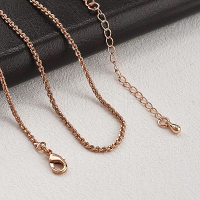 Brass Rolo Chains Necklaces for Women NJEW-D302-22RG-1