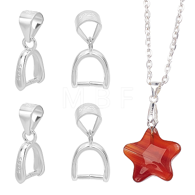 4Pcs Sterling Silver Ice Pick Pinch Bails for Pendant Making STER-PH0001-04-1