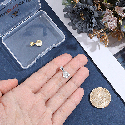 2Pcs 2 Colors 925 Sterling Silver Glue-on Flat Pad Bails STER-BBC0009-76-1