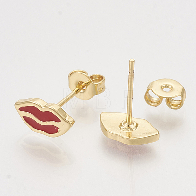 Brass Stud Earrings EJEW-S201-178-1