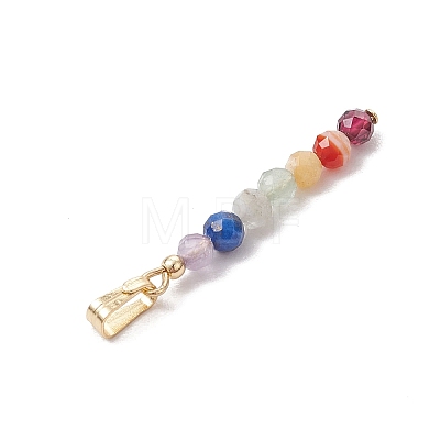 Chakra Natural Lapis Lazuli & Aquamarine & Green Aventurinee & Amethyst & Red Agate & Yellow Opal & Garnet Faceted Round Beaded Pendants PALLOY-JF03559-02-1