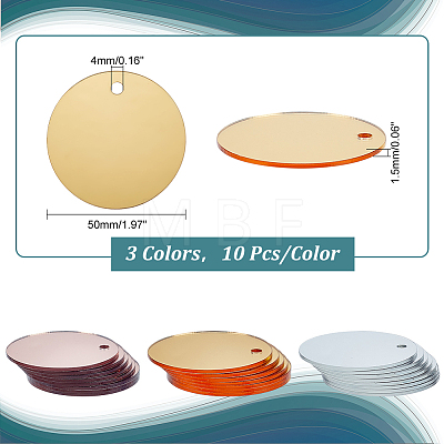   30Pcs 3 Colors Acrylic Big Pendant OACR-PH0004-14-1