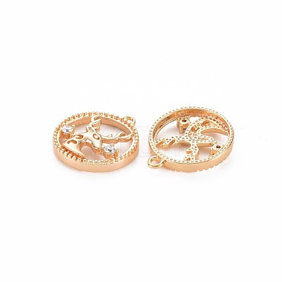 Brass Micro Pave Clear Cubic Zirconia Charms KK-S356-751-1