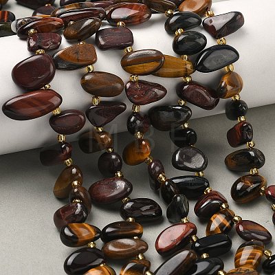 Three-Color Natural Tiger Eye Beads Strands G-P604-A12-01-1