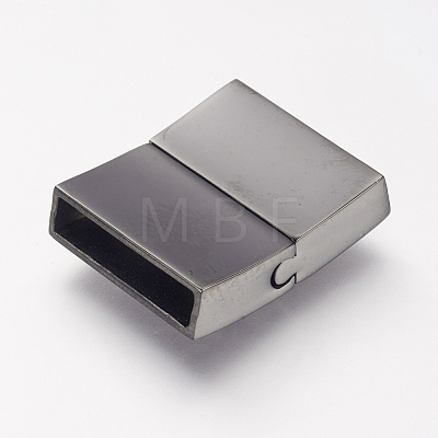 304 Stainless Steel Magnetic Clasps with Glue-in Ends STAS-I011-15B-1
