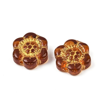 Baking Paint and Golden Metal Enlaced Glass Beads DGLA-T004-10A-1