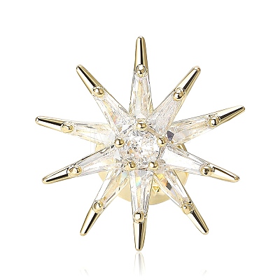 Brass Clear Cubic Zirconia Star Brooch PW-WGA8B06-02-1