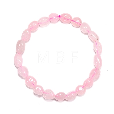 Natural Rose Quartz Bead Stretch Bracelets LS-BJEW-K213-01-1