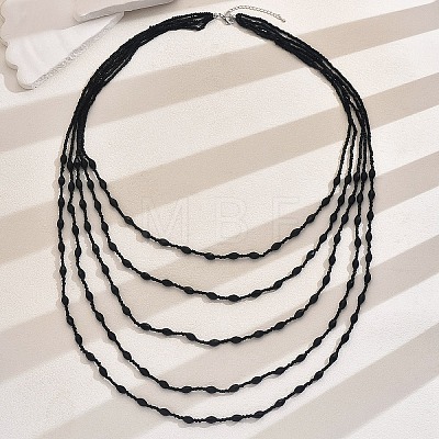 Bohemian Style Plastic Long Bicone Beads Multi Layered Necklaces for Women's Daily Parties DF6907-2-1