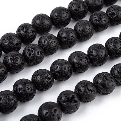 Natural Lava Rock Stone Bead Strands X-G-R193-18-8mm-1