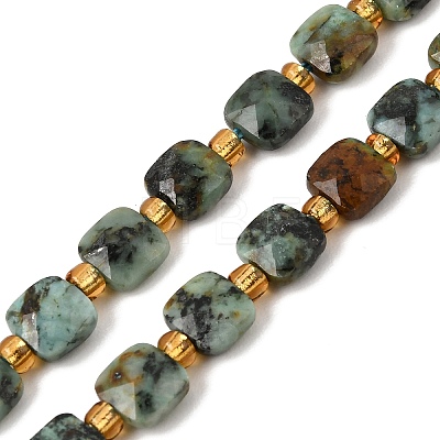Natural African Turquoise(Jasper) Beads Strands GG-CBA96AE-A06-6x6mm-1