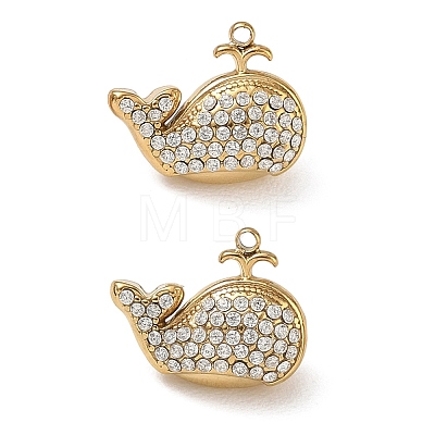 304 Stainless Steel Micro Pave Clear Cubic Zirconia Pendants CU-CBAF0F8-01B-G-1