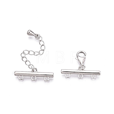 Anti-Tarnish Rhodium Plated 925 Sterling Silver Necklace Layering Clasps STER-N016-14P-1