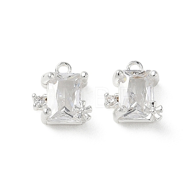Brass Micro Pave Clear Cubic Zirconia Charms KK-P355-11S-1