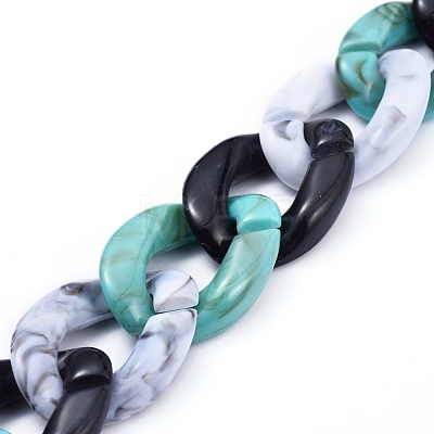 Three Tone Handmade Acrylic Curb Chain Sets AJEW-JB00601-1