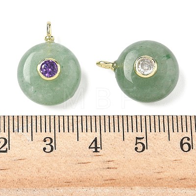Natural Green Aventurine Flat Round Pendants G-H318-01G-08-1