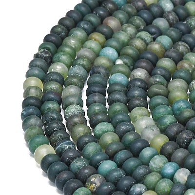 Natural Moss Agate Beads Strands G-P575-A24-6x4mm-1