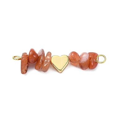 16Pcs 16 Styles Mixed Gemstone Chip Beaded with Brass Heart Connector Charms PALLOY-JF03059-01-1