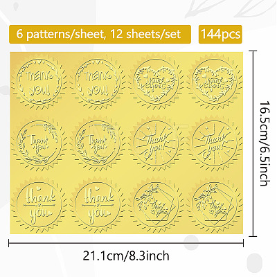 6 Patterns Aluminium-foil Paper Adhesive Embossed Stickers DIY-WH0451-006-1