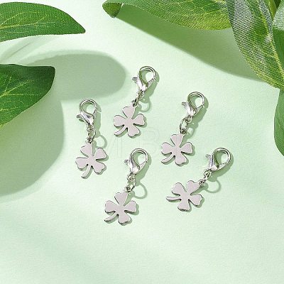5Pcs Clover 201 Stainless Steel Pendant Decorations SA-CJ81B3-1