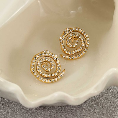 Vortex Spiral 304 Stainless Steel Stud Earrings for Women EJEW-F406-02A-G01-1