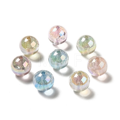 UV Plating Transparent Rainbow Iridescent Acrylic Beads X-OACR-D010-01-1