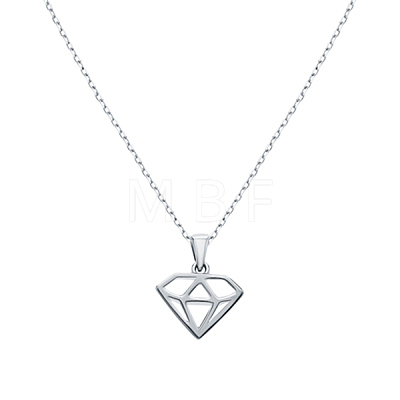 S925 Sterling Silver Geometric Diamond Shape Necklaces for Women Daily Wear DY7121-2-1