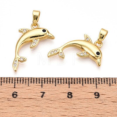 Brass Micro Pave Cubic Zirconia Pendants X-KK-N257-10G-1