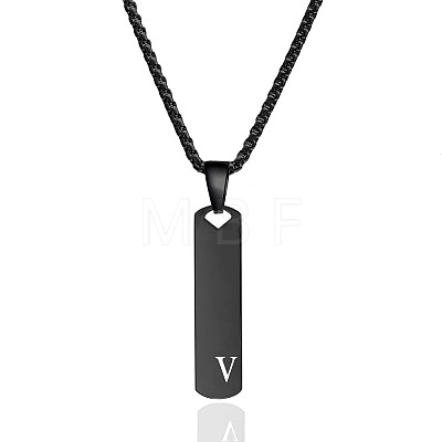 304 Stainless Steel Rectangle with Letter Pendant Box Chain Necklaces FS-WGD7C78-48-1