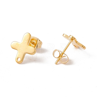 201 Stainless Steel Stud Earring Findings with Hole EJEW-A071-12G-1