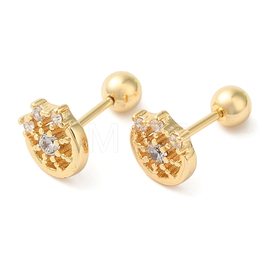 Flat Round Brass Micro Pave Clear Cubic Zirconia Ear Plug Gauges EJEW-L289-02G-03-1
