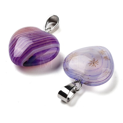 Natural Banded Agate Charms HEAR-PW0001-057-38-1