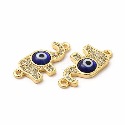 Rack Plating Real 18K Gold Plated Brass Micro Pave Clear Cubic Zirconia Connector Charms ZIRC-L102-05G-03-1