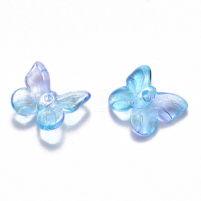 Two Tone Transparent Spray Painted Glass Charms GLAA-T016-22C-1