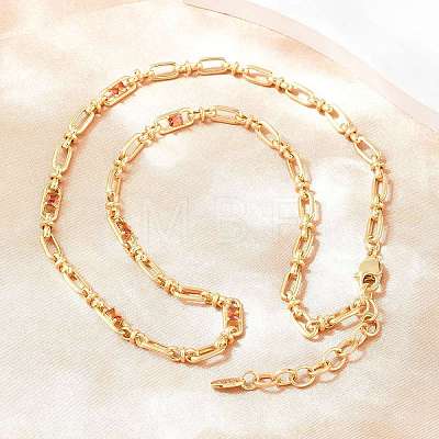 5MM Brass Pave Cubic Zirconia Oval Link Chain Necklaces NJEW-D324-01G-04-1