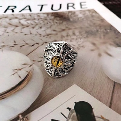 Hip-hop Style 201 Stainless Steel and Glass Finger Rings FS-WG99B6A-02-1