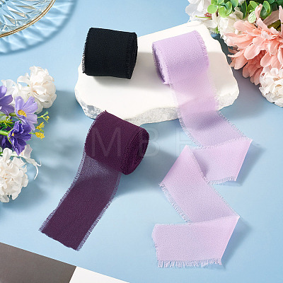 3 Rolls Polyester Raw Edges Ribbons SRIB-TAC0002-26B-1