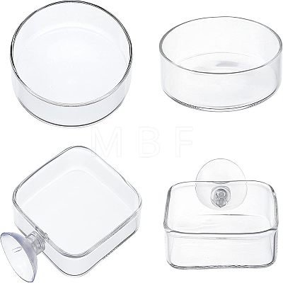 4Pcs 2 Styles Transparent Glass Aquarium Shrimp Food Feeder Dish AJEW-FH0001-39-1