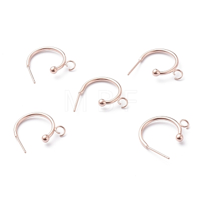 304 Stainless Steel Half Hoop Earrings STAS-Z028-B01-RG-1