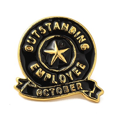 Golden Tone Alloy Outstanding Employee of The Month Enamel Pins JEWB-K021-07G-10-1