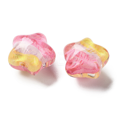 Gradient Color Transparent Hand-drawed Acrylic Beads TACR-P012-01B-07-1