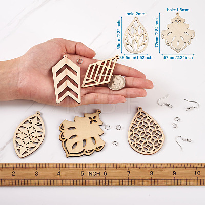 DIY 40 Pairs Natural Wooden Earring Making Kits DIY-TA0003-34P-1