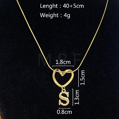 304 Stainless Steel Heart with Initial Pendant Necklaces for Women FS-WG4DC9E-19-1