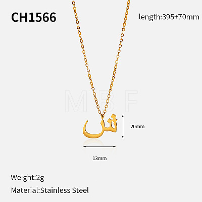 304 Stainless Steel Arabic Initial Letter Pendant Necklaces FS-WG7B6CA-01-1