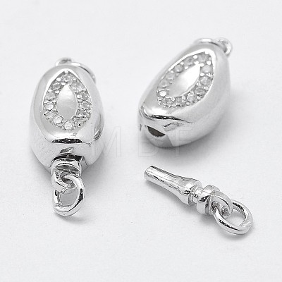 Rhodium Plated 925 Sterling Silver Cubic Zirconia Box Clasps STER-F037-062P-1