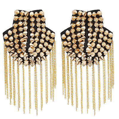 Fashionable Punk Style Chain Tassel Epaulettes DIY-WH0304-475G-1