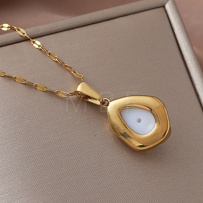 Vintage Stainless Steel & Imitation Pearl Teardrop Pendant Necklaces for Women ZZ4514-1