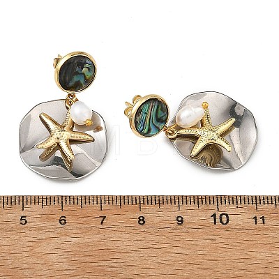 2 Pairs Paua Shell with Non-Tarnish 201 Stainless Steel Stud Earrings EJEW-JE07477-1