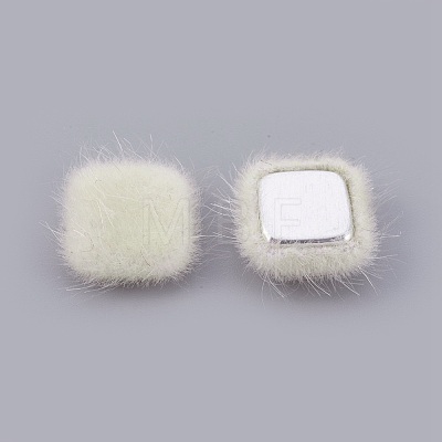 Faux Mink Fur Covered Cabochons WOVE-F021-04S-08-1
