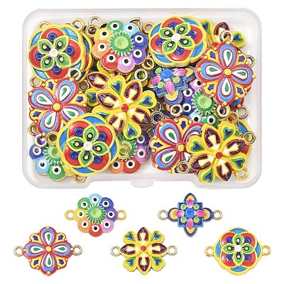 25Pcs 5 Colors 3D Printed Alloy Connector Charms FIND-YW0011-78-1